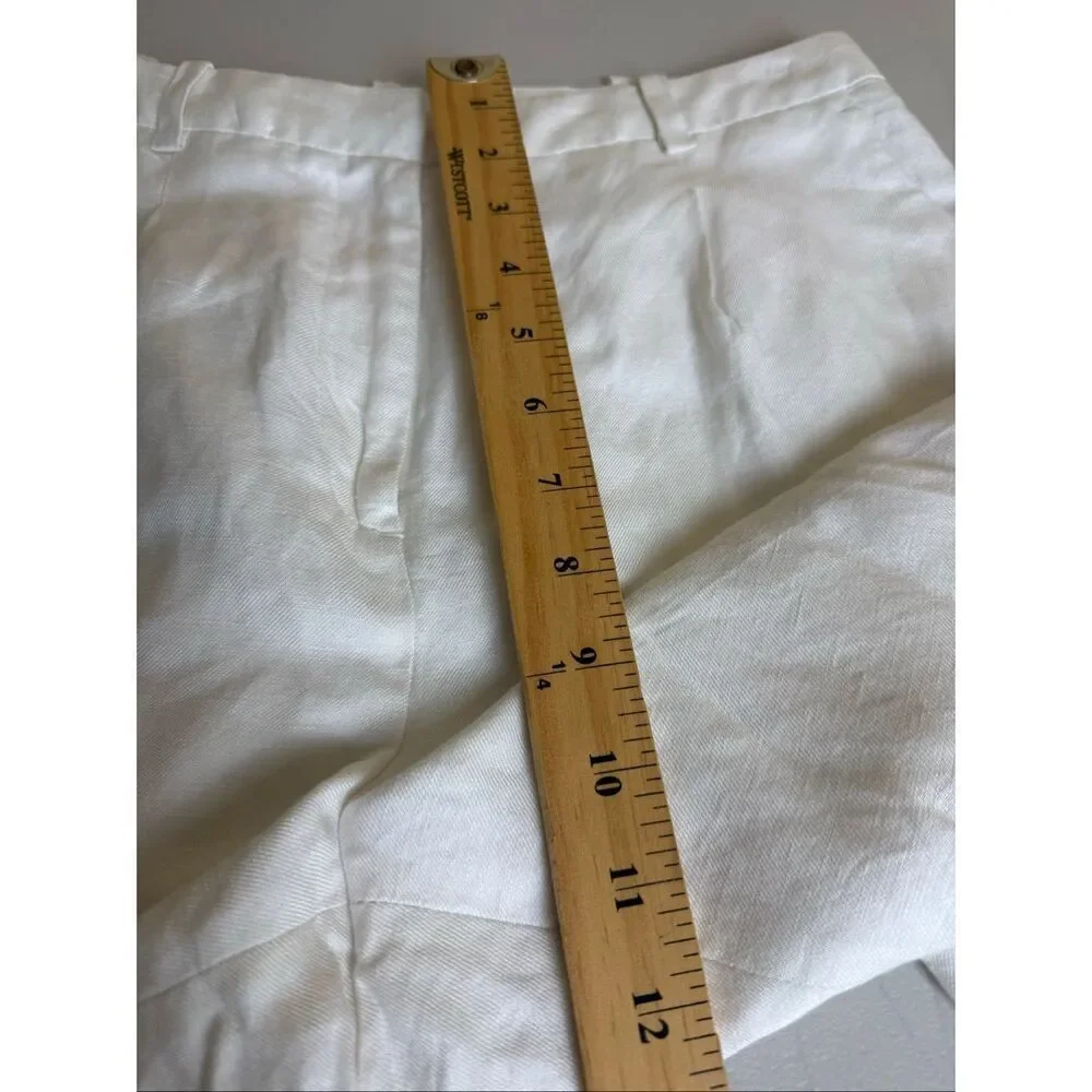 H&M White Linen Blend Wide Leg Cropped Pants Women’s US 6 EUR 36